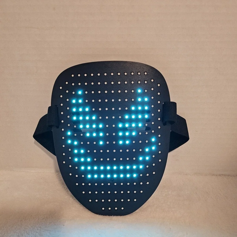 LED Face Mask - Adjustable Strap - USB Charge - Halloween Cosplay Multiple Modes